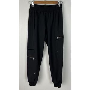 Zara Athletic Black Cargo Jogger Pants Size XS Polyester Pockets Women’s